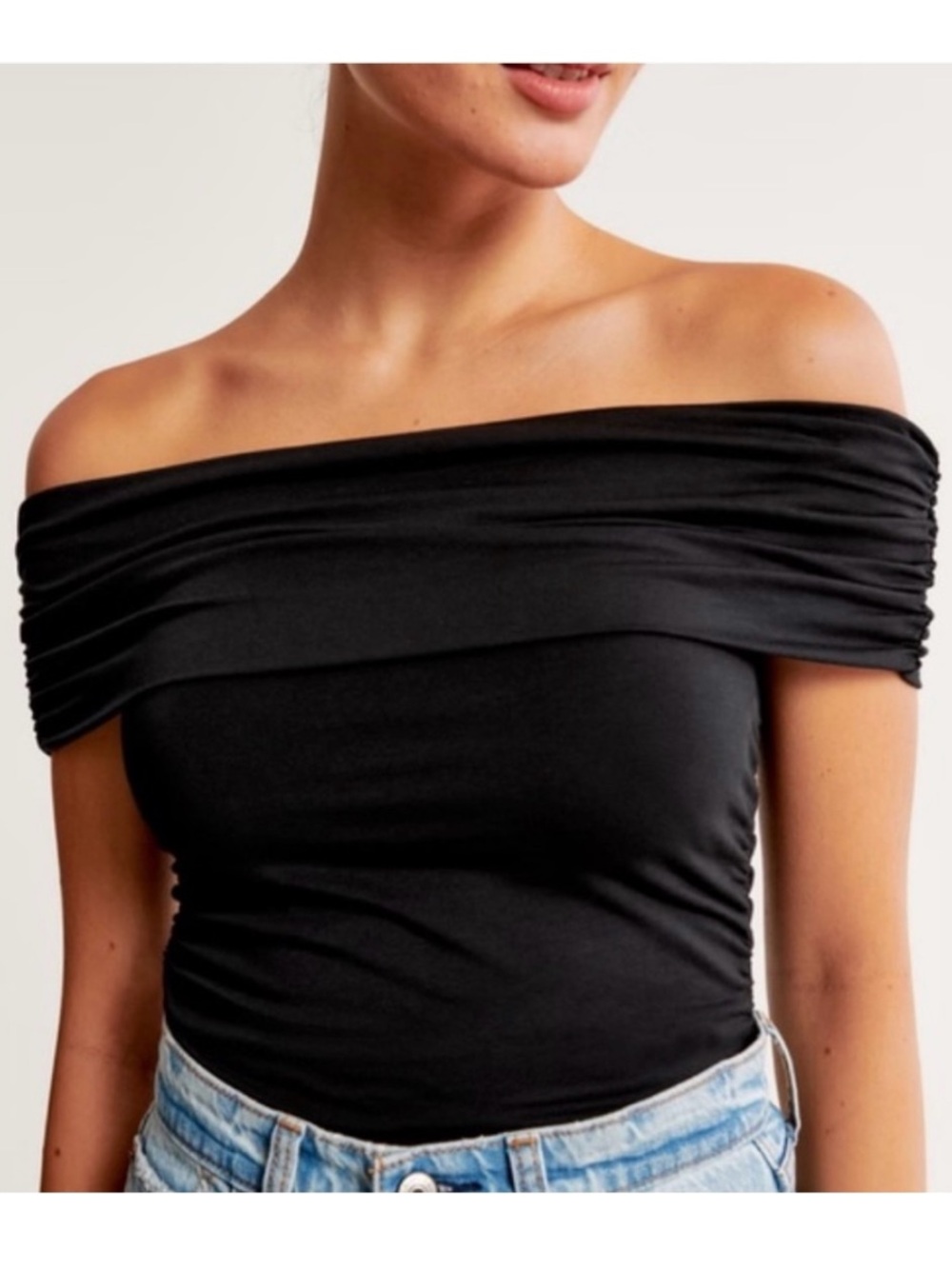 Abercrombie & Fitch Black Off-Shoulder Top | S - Picture 2 of 6